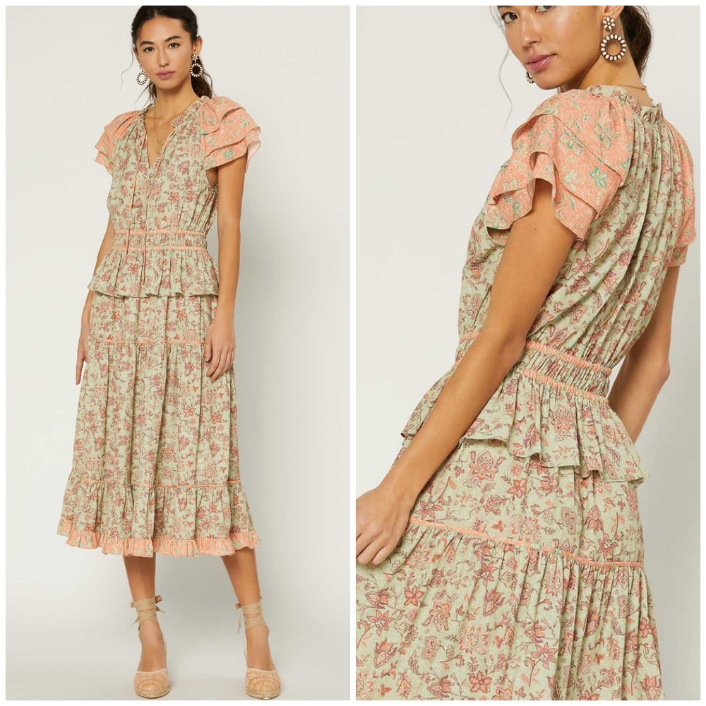 CURRENT AIR Boho Chic Floral Midi Dress